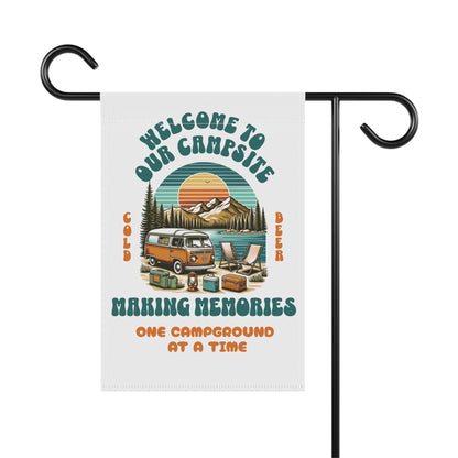 Welcome to Our Campsite Retro Garden Flag