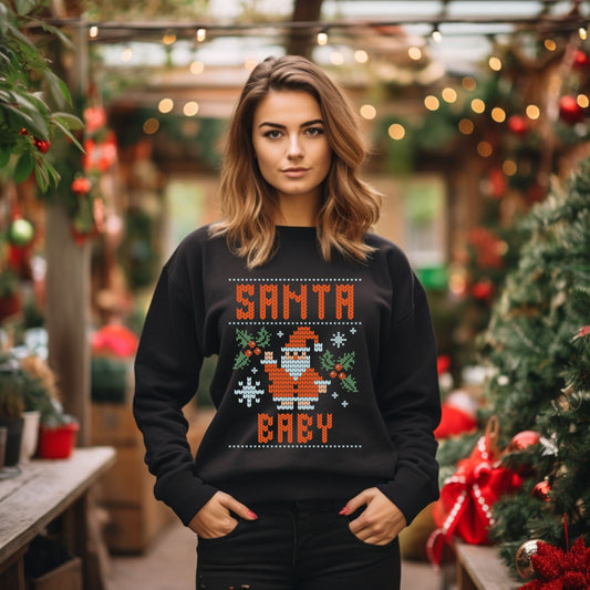 Ugly Christmas Sweatshirt: Santa Baby Design