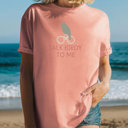 Bird Watcher T-Shirt with Binoculars - Talk Birdy to Me