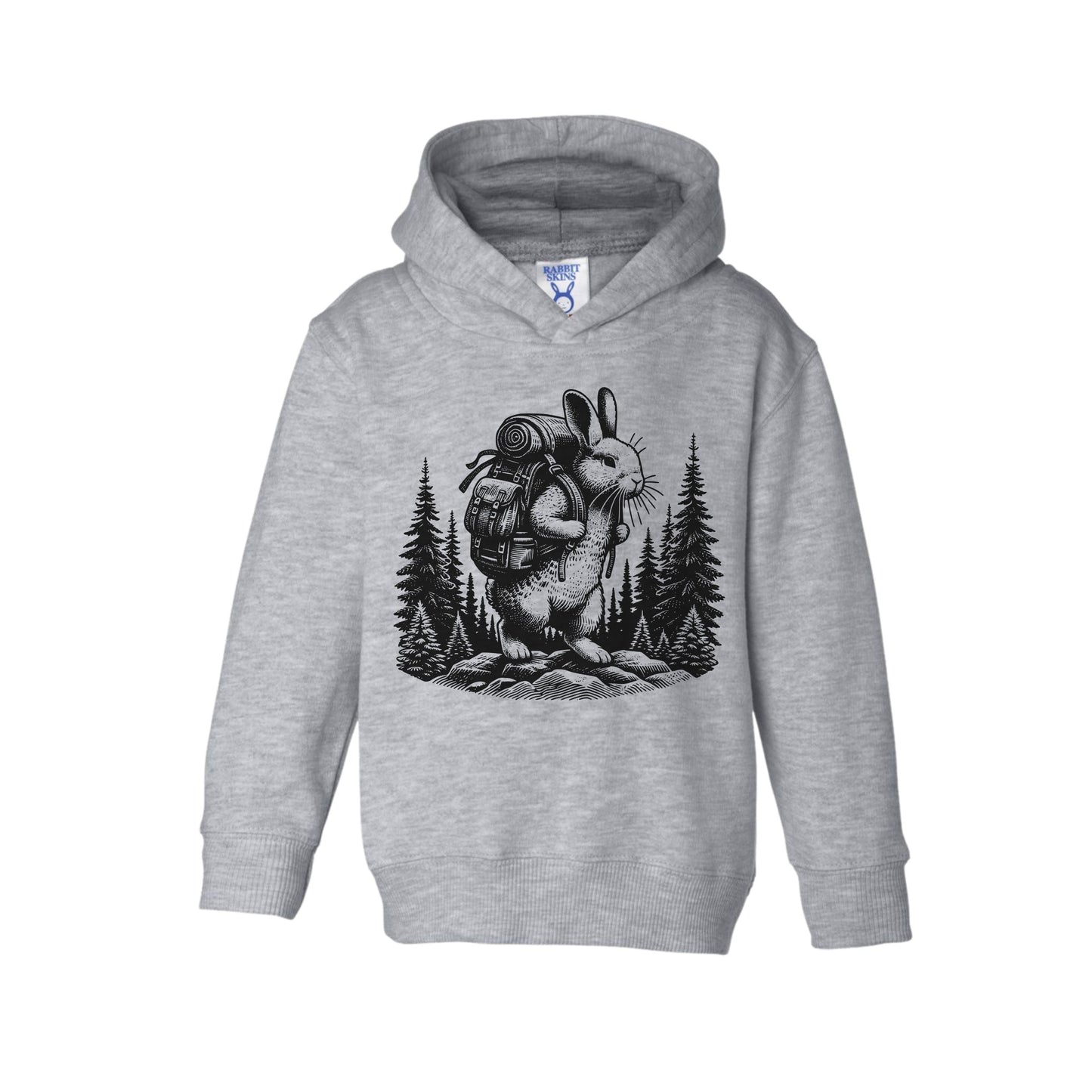 Toddler Fleece Hoodie - Hiking Bunny in Forest Design