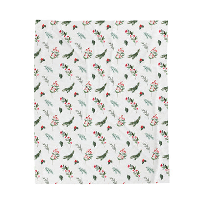 Christmas Florals Velveteen Plush Blanket