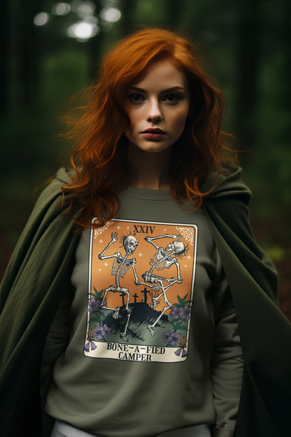 Bone-A-Fied Camper Tarot Card Crewneck Sweatshirt