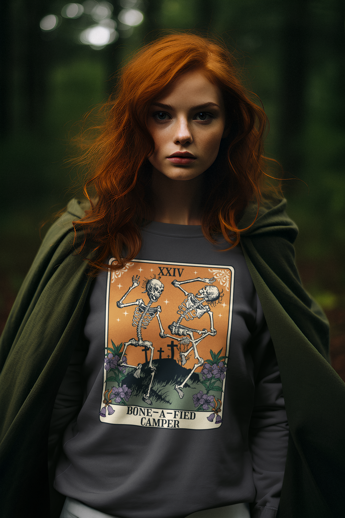 Bone-A-Fied Camper Tarot Card Crewneck Sweatshirt