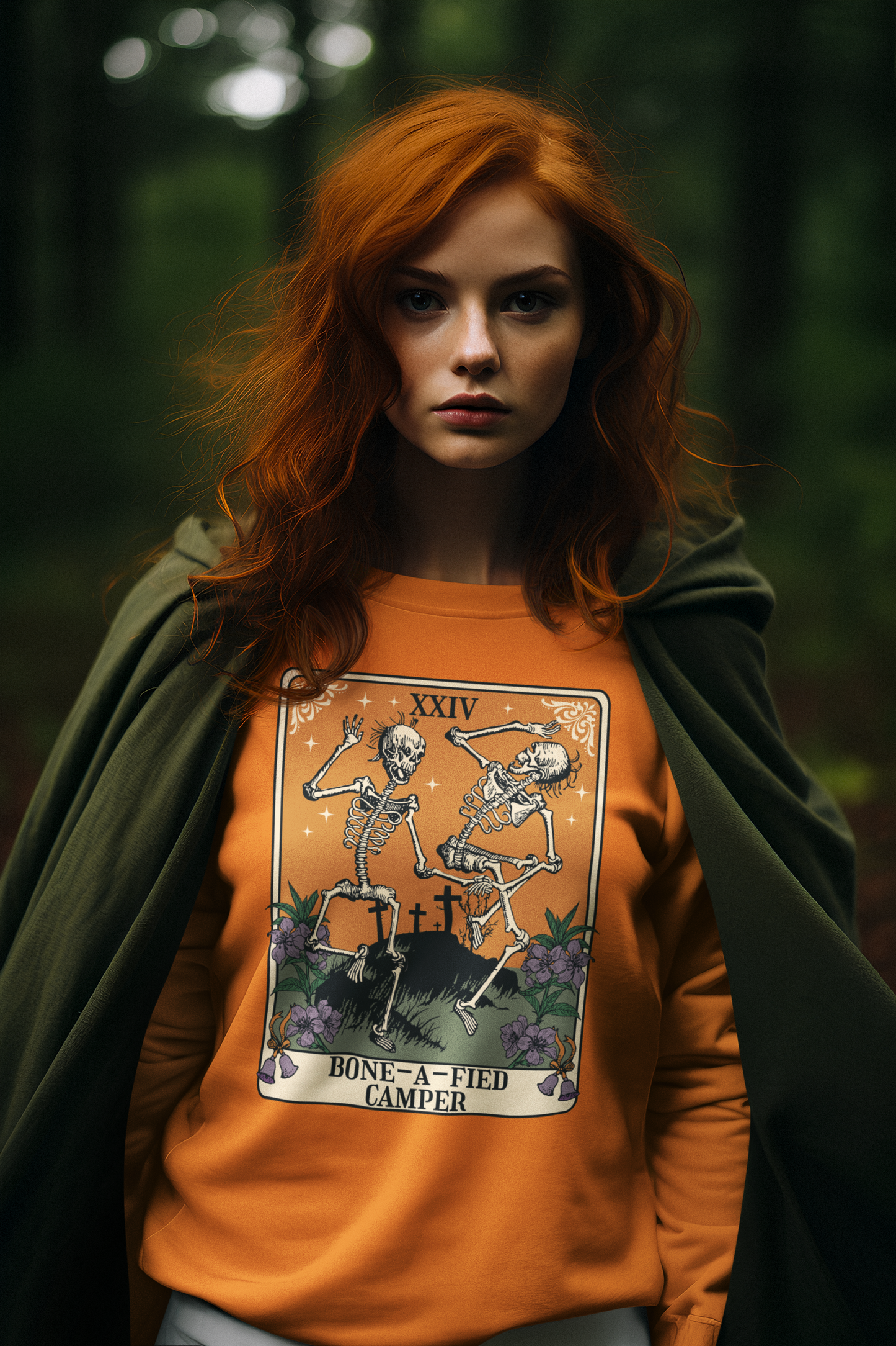 Bone-A-Fied Camper Tarot Card Crewneck Sweatshirt