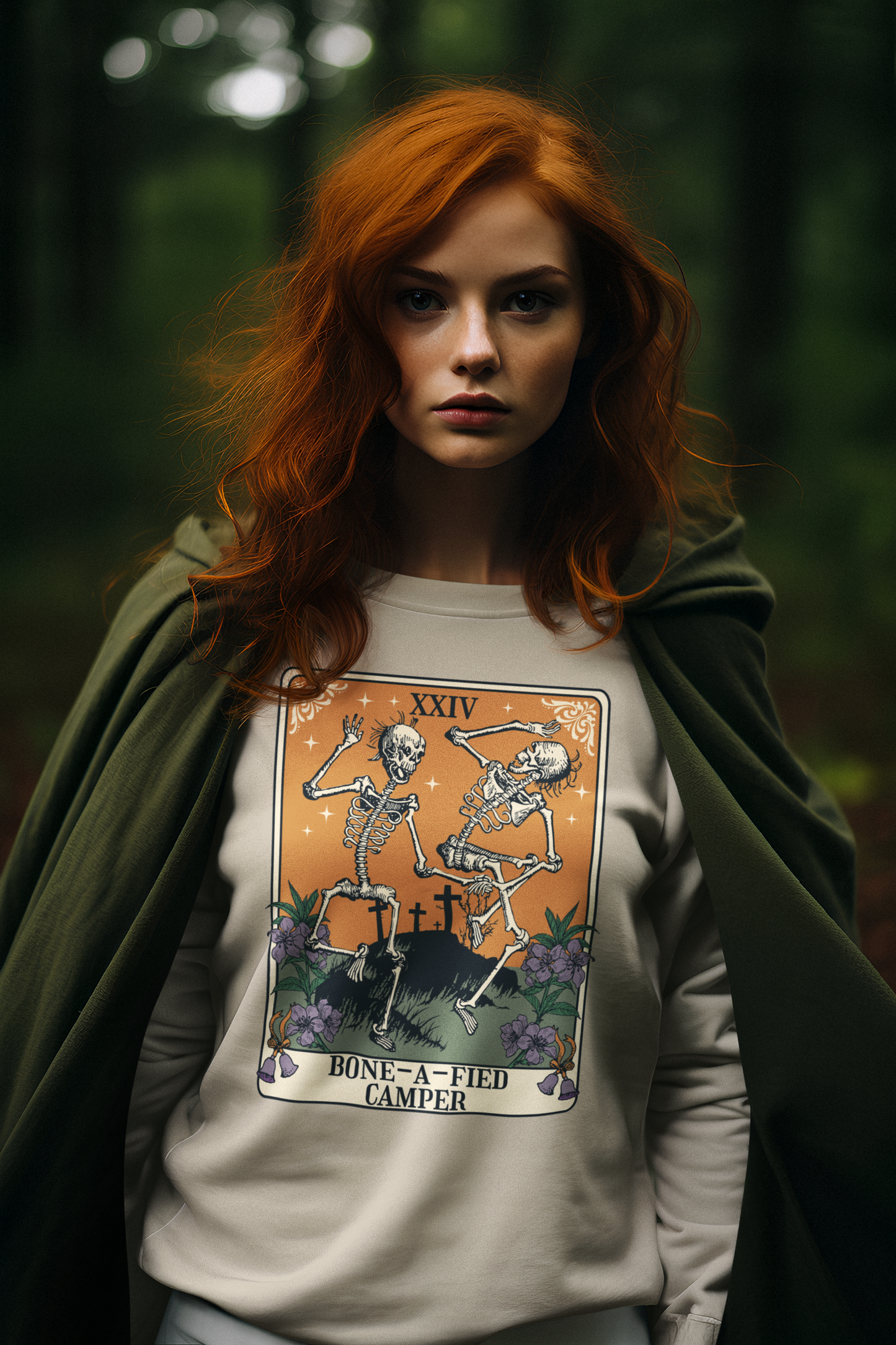 Bone-A-Fied Camper Tarot Card Crewneck Sweatshirt