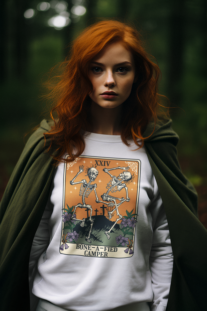 Bone-A-Fied Camper Tarot Card Crewneck Sweatshirt