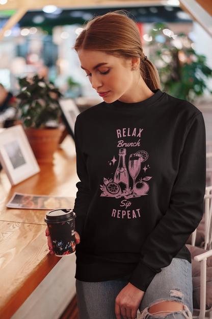 Relax Brunch Sip Repeat Crewneck Sweatshirt