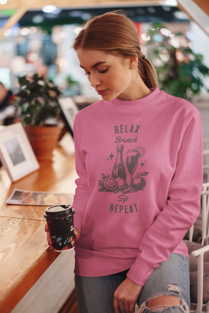 Relax Brunch Sip Repeat Crewneck Sweatshirt