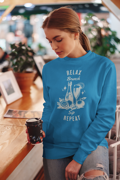 Relax Brunch Sip Repeat Crewneck Sweatshirt