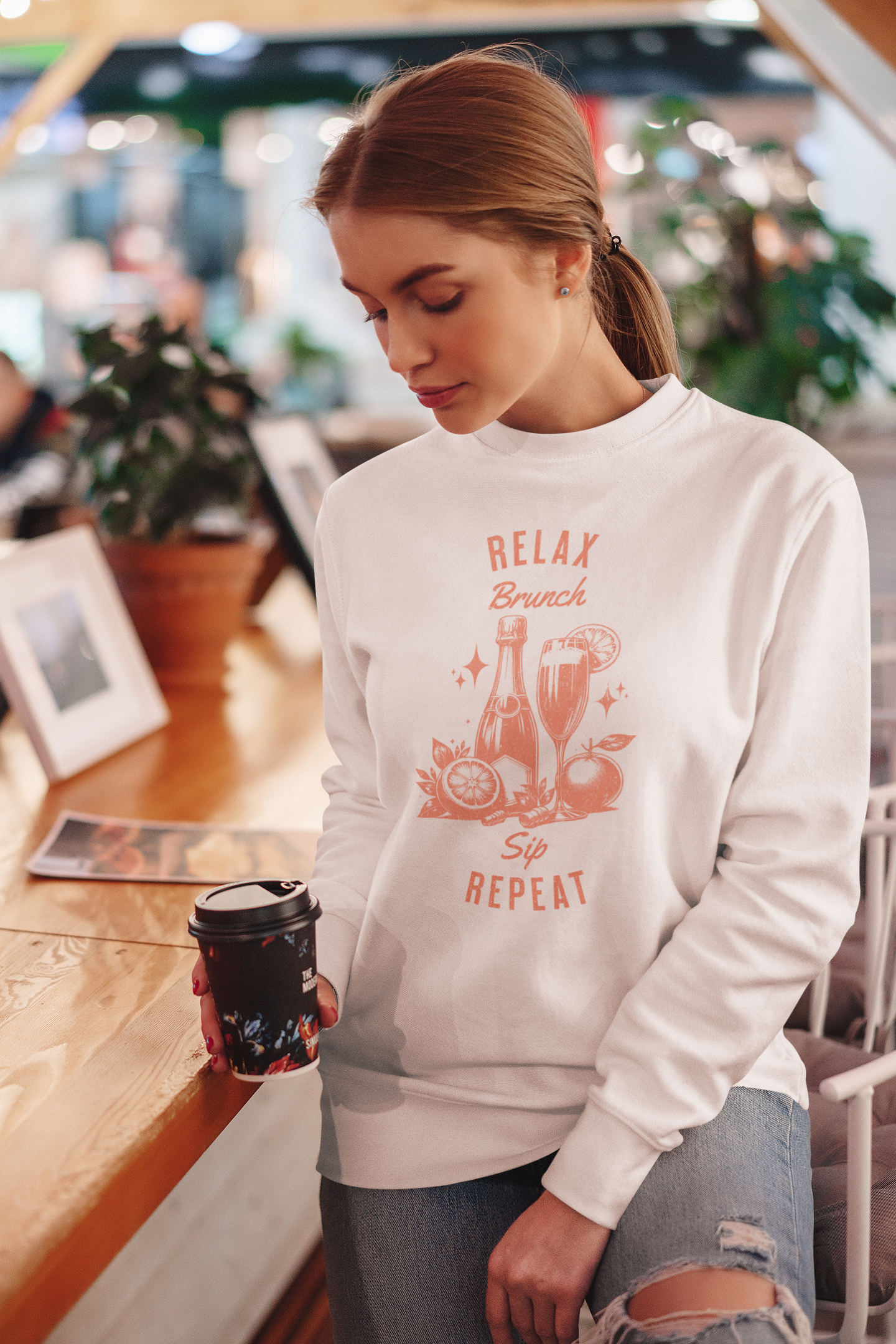 Relax Brunch Sip Repeat Crewneck Sweatshirt