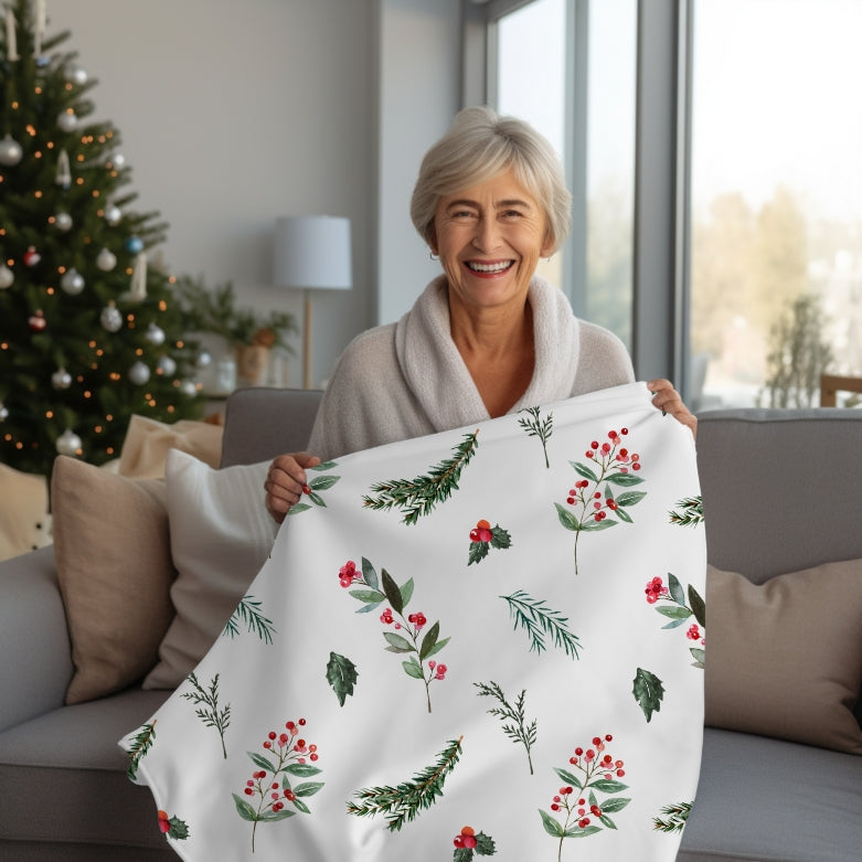 Christmas Florals Velveteen Plush Blanket