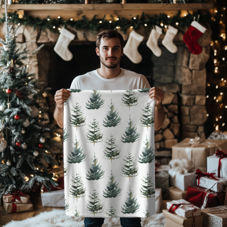 Evergreen Trees Plush Velveteen Blanket